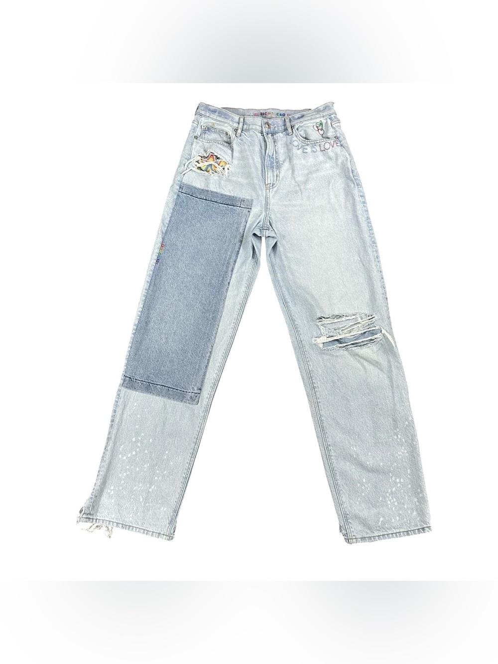 American Eagle Pride Collection Strigid Jeans Women’s 10 Light Wash Distressed